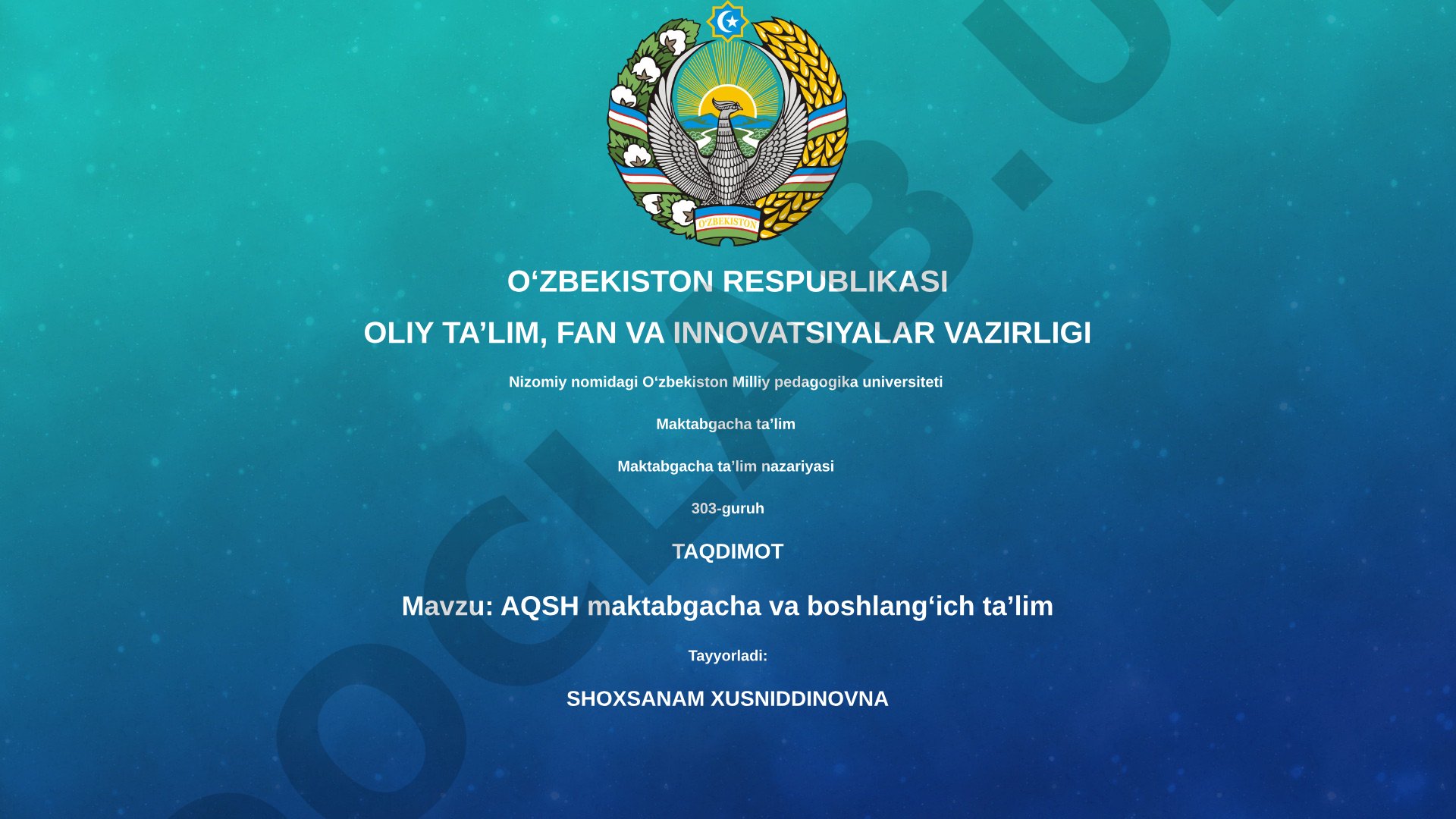 AQSH maktabgacha va boshlangʻich taʼlim