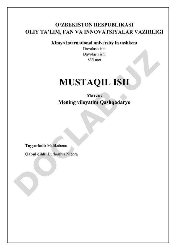 Mening viloyatim Qashqadaryo