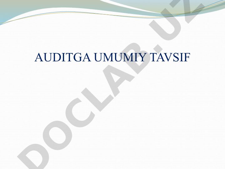Auditning mohiyati, turlari va shakllari