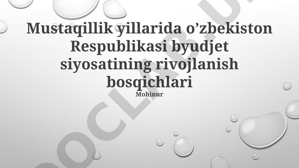 O'zbekiston Respublikasi byudjet siyosatining rivojlanish bosqichlari