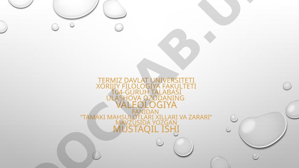 Tamaki mahsulotlari xillari va zarari