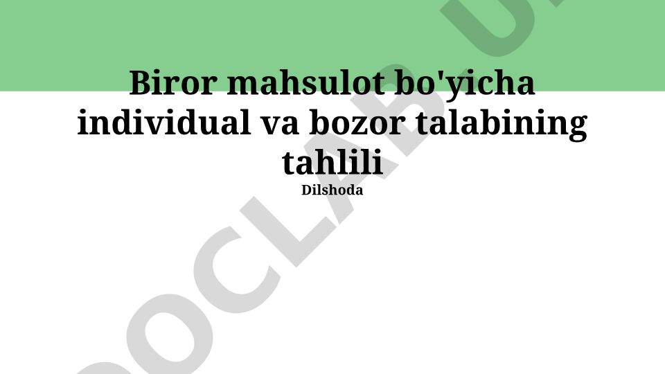 Mahsulot talabi tahlili va bozor strategiyasi