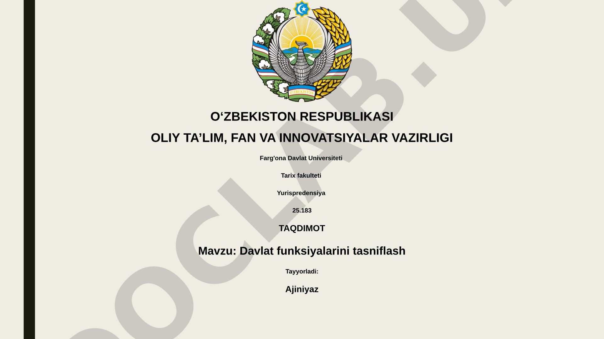 Davlat funksiyalarini tasniflash