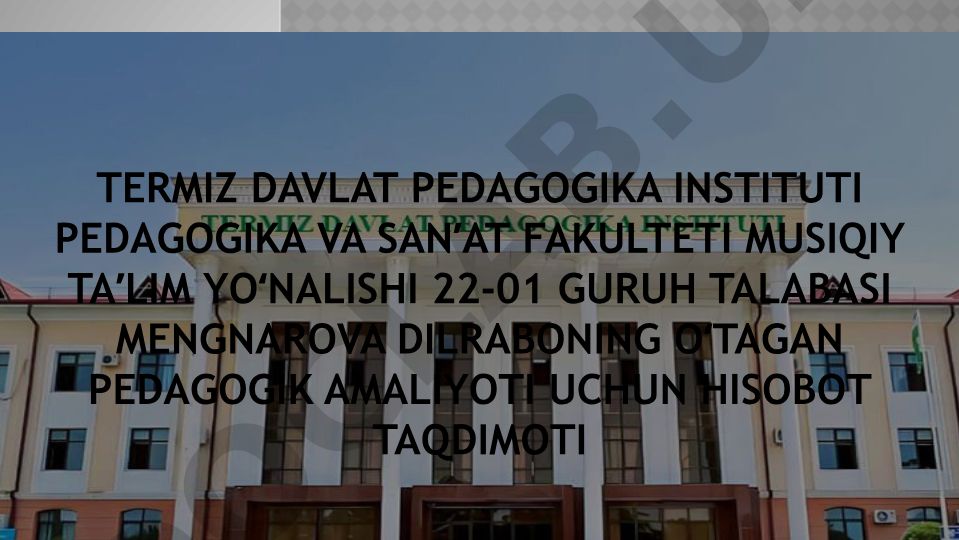 Pedagogik amaliyot hisoboti
