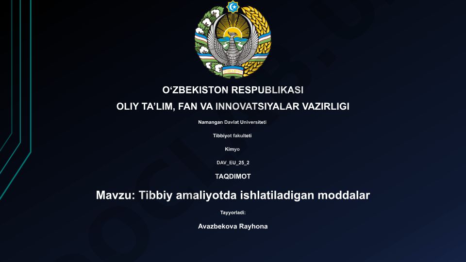 Tibbiy amaliyotda ishlatiladigan moddalar
