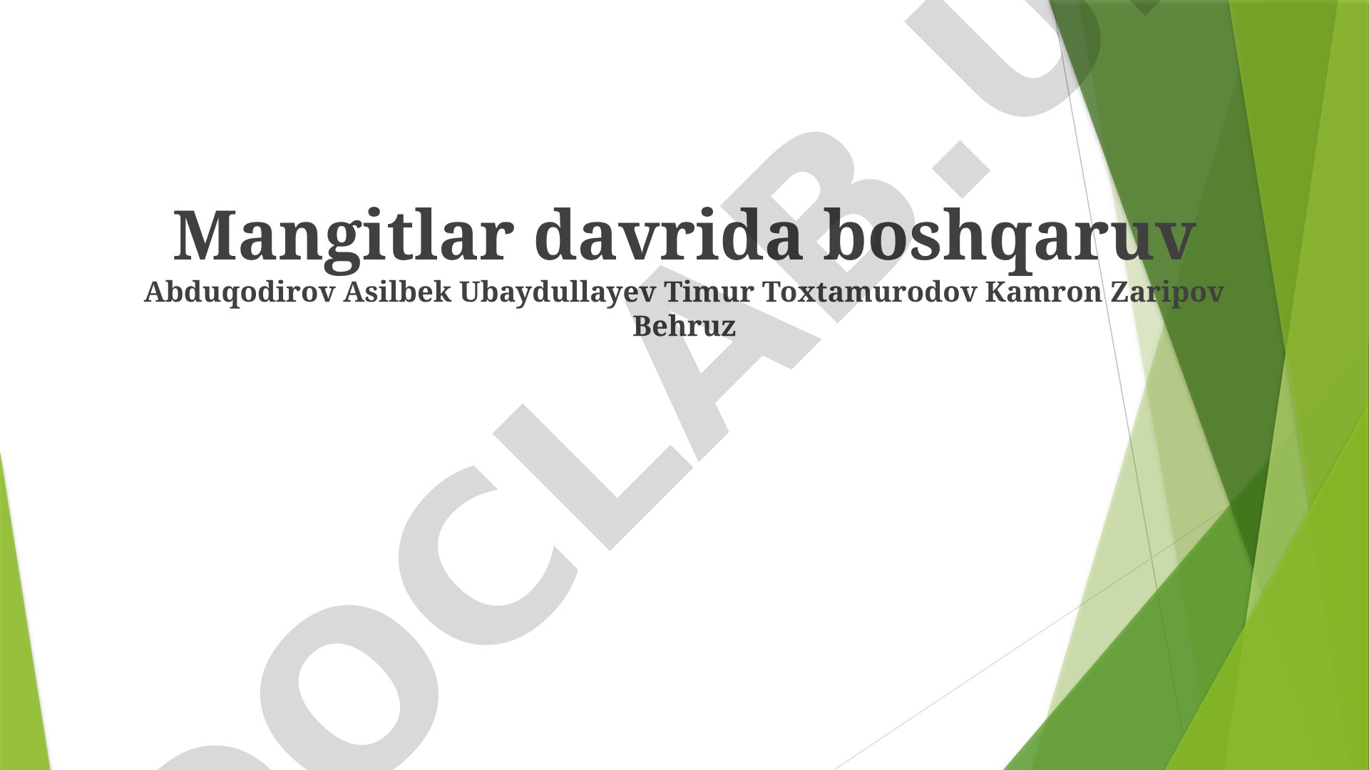Mangitlar davrida boshqaruv