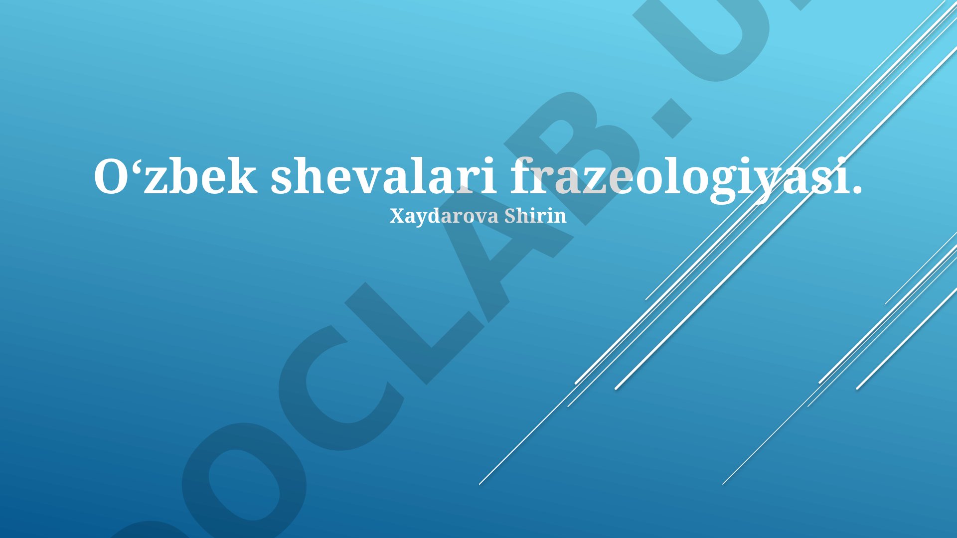 O‘zbek shevalari frazeologiyasi