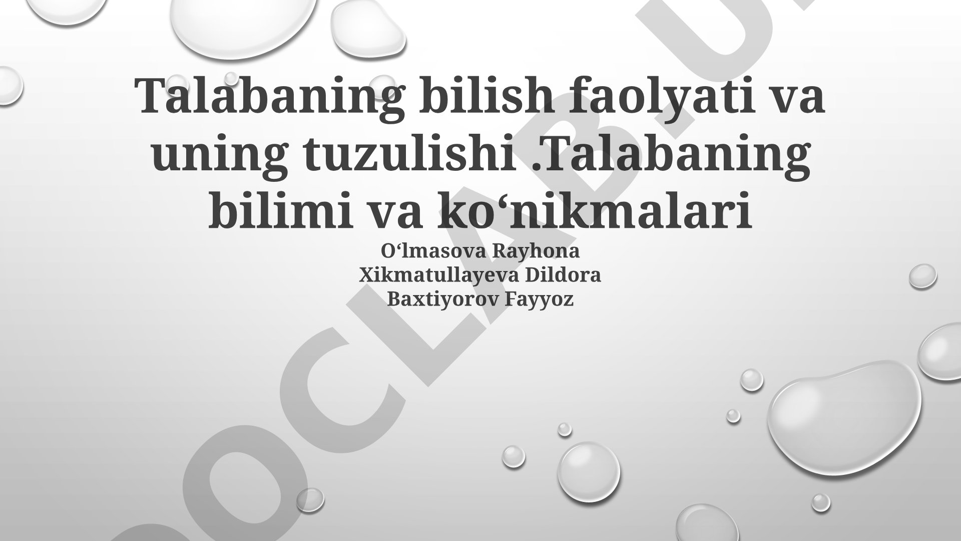 Talabaning bilish faoliyati va uning tuzilishi