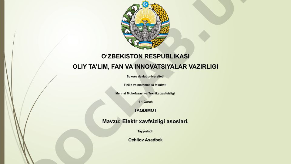 Elektr xavfsizligi asoslari