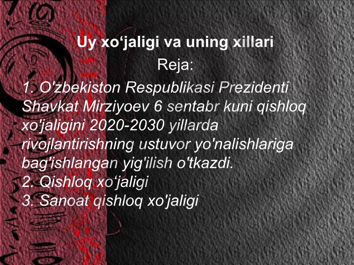 O'zbekistonda qishloq xo'jaligini rivojlantirish