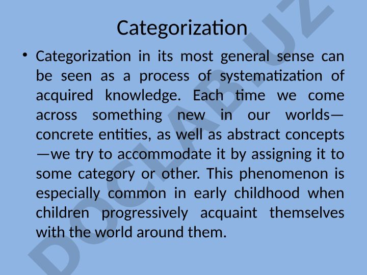 Categorization as knowledge systematization in linguistics