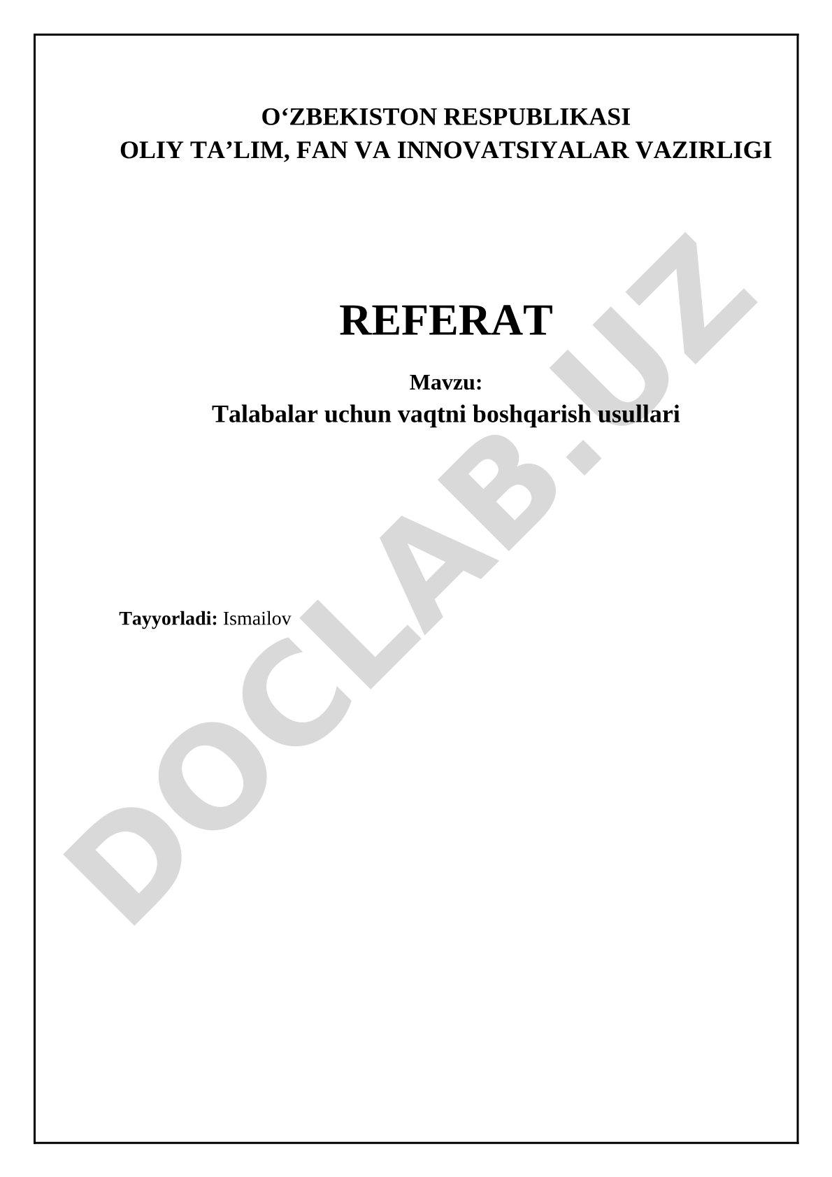 Talabalar uchun vaqtni boshqarish usullari