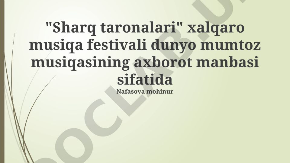 Sharq taronalari xalqaro musiqa festivali