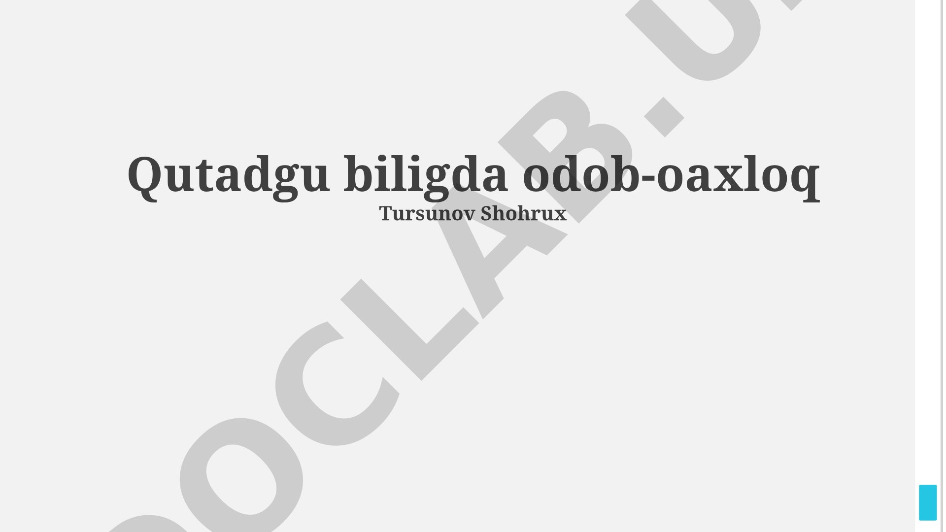 Qutadg'u Bilig'da odob-axloqning asosiy tamoyillari