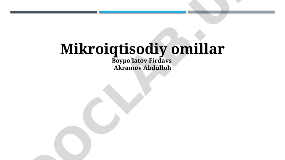 Mikroiqtisodiyotning asosiy omillari va tushunchalari