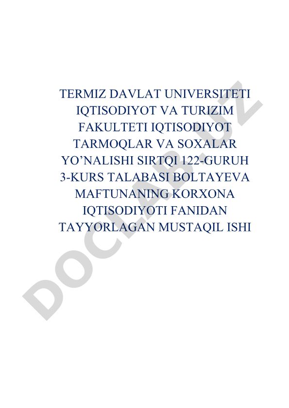 Korxonalarda narx siyosati va uni takomillashtirish yo’llari