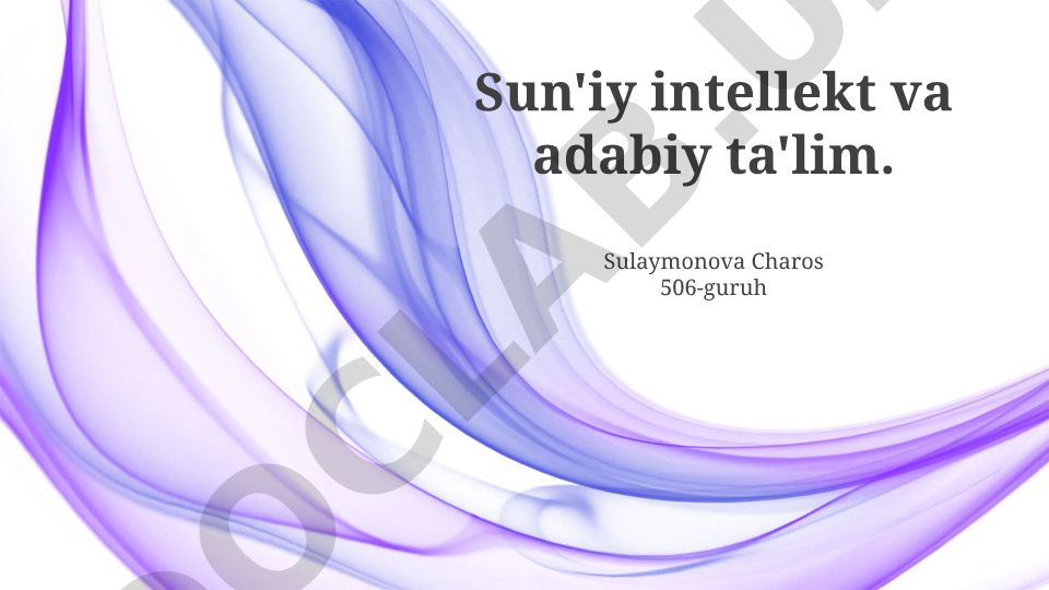 Sun'iy intellekt va adabiy ta'lim