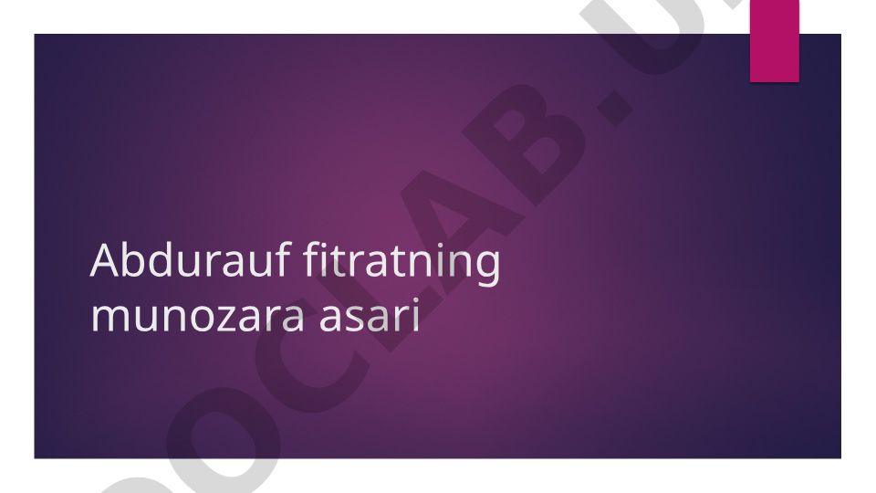 Abdurauf Fitratning munozara asari