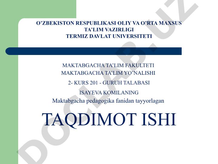 Maktabgacha ta'lim yoshidagi bolalarda jismoniy tarbiyani shakllantirish