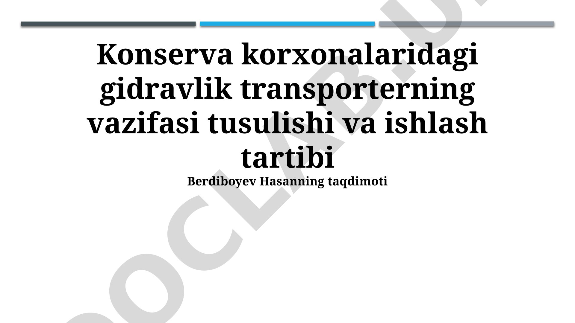 Konserva korxonalaridagi gidravlik transporterning vazifasi tusulishi va ishlash tartibi