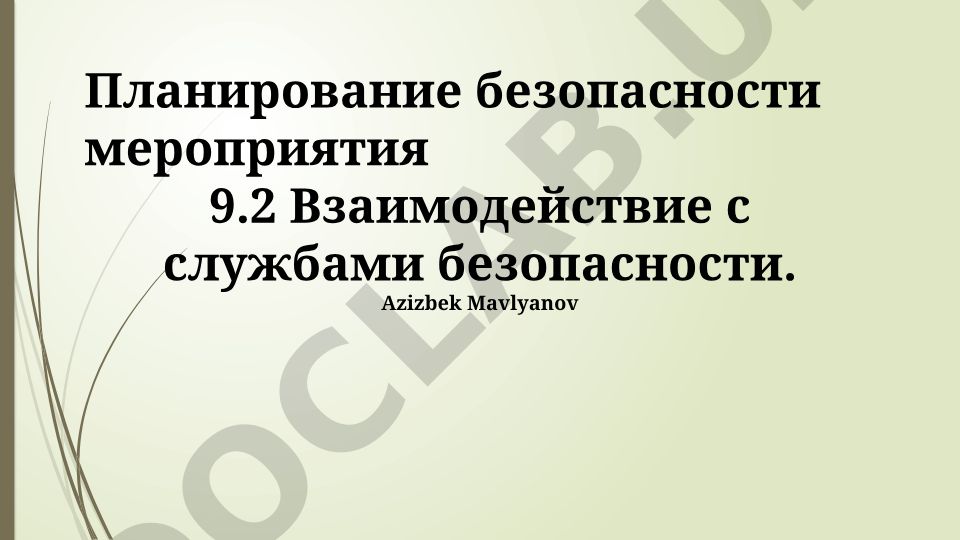 Планирование безопасности мероприятия и взаимодействие с службами безопасности