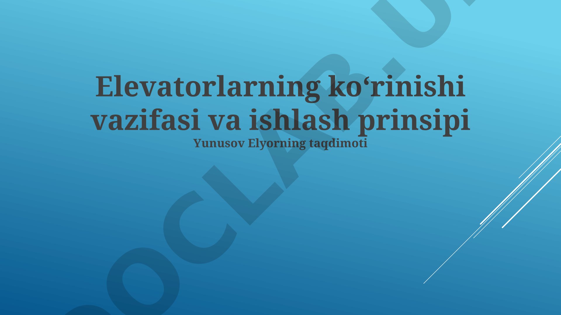 Elevatorlarning ko'rinishi vazifasi va ishlash prinsipi