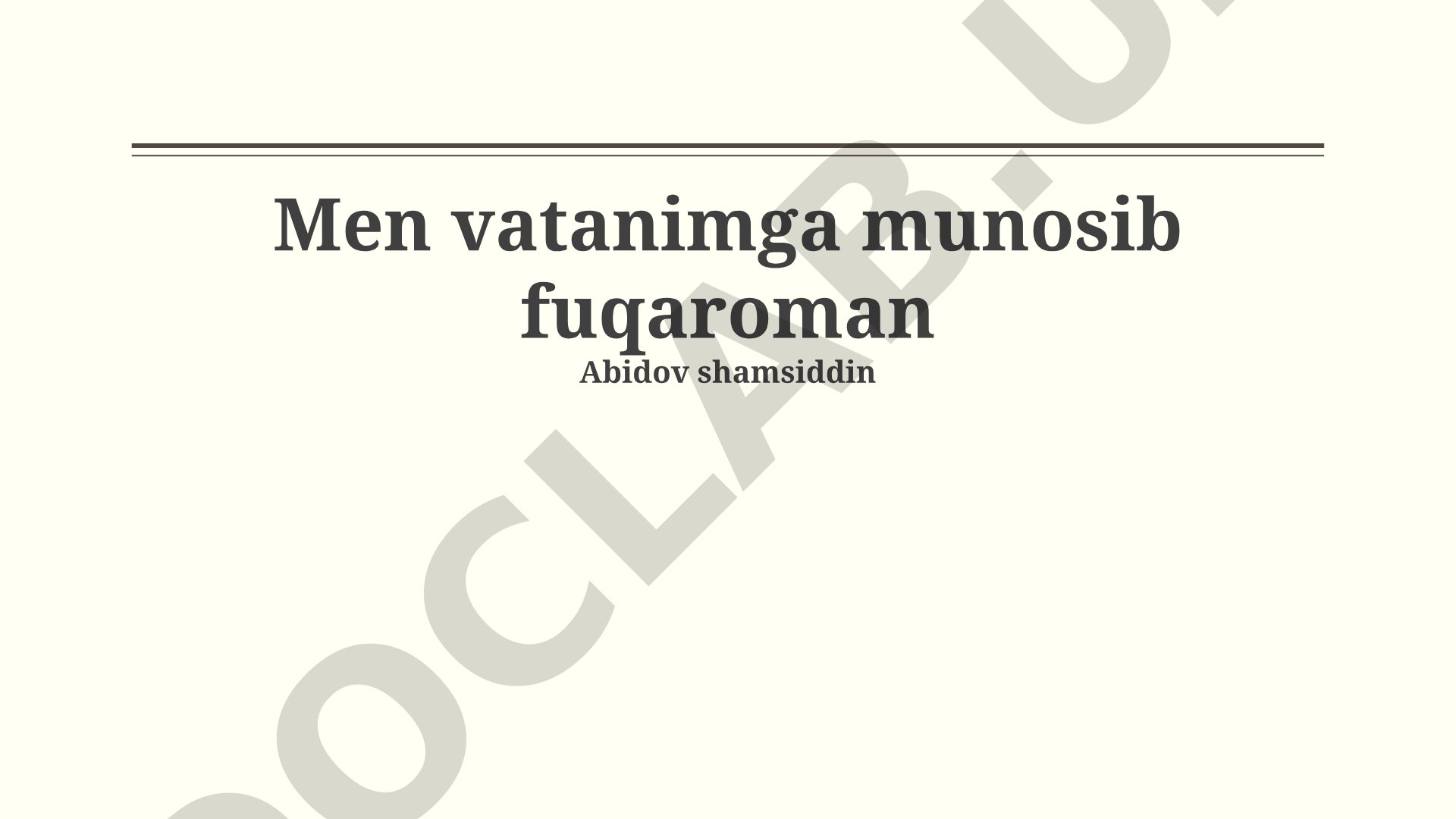 Vatanimga munosib fuqarolik va mas'uliyat