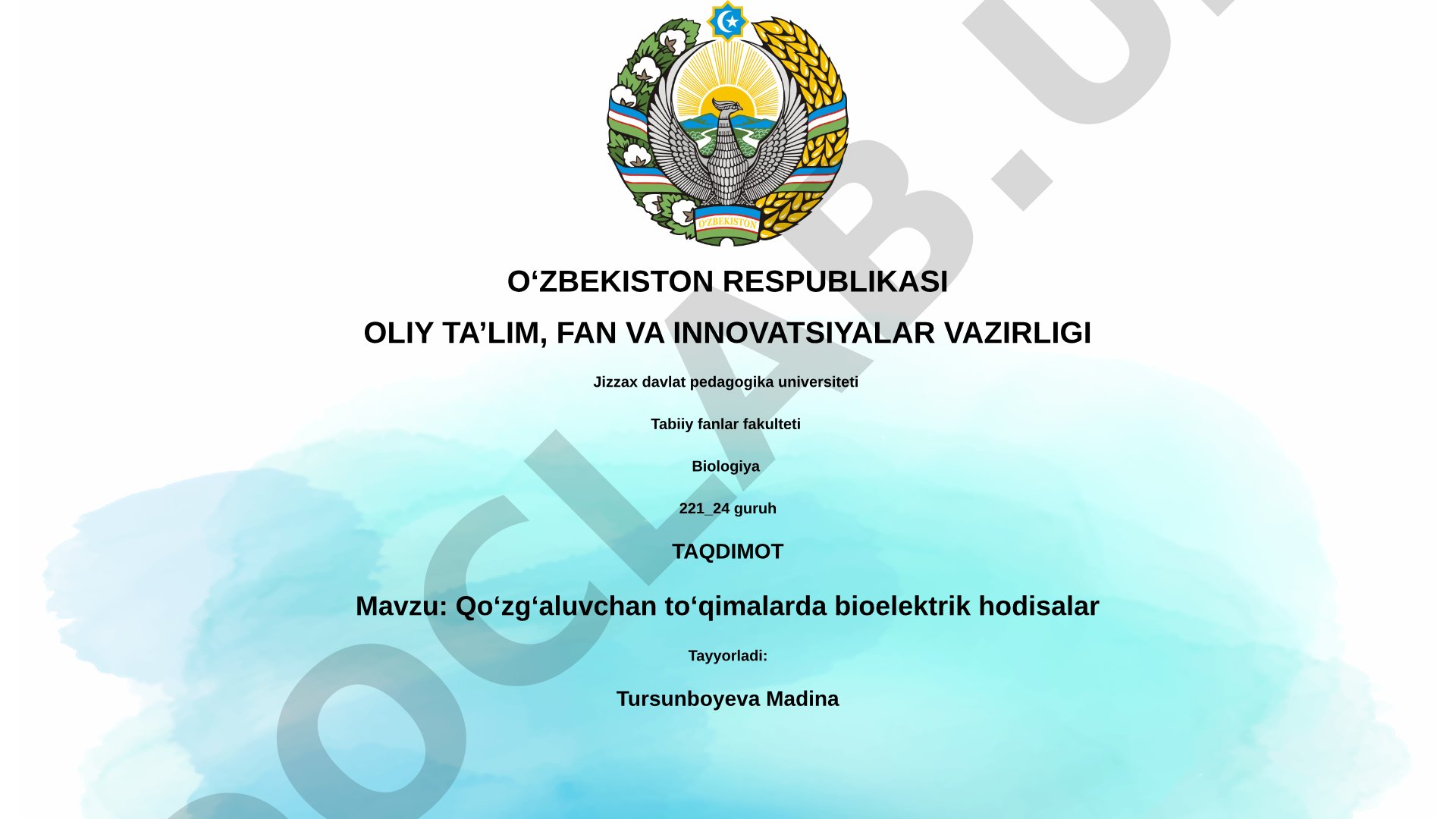 Qoʻzgʻaluvchan toʻqimalarda bioelektrik hodisalar