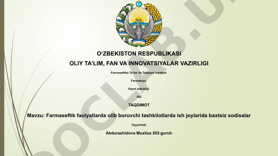 Farmaseftik faoliyatlarda ish joylarida baxtsiz xodisalar