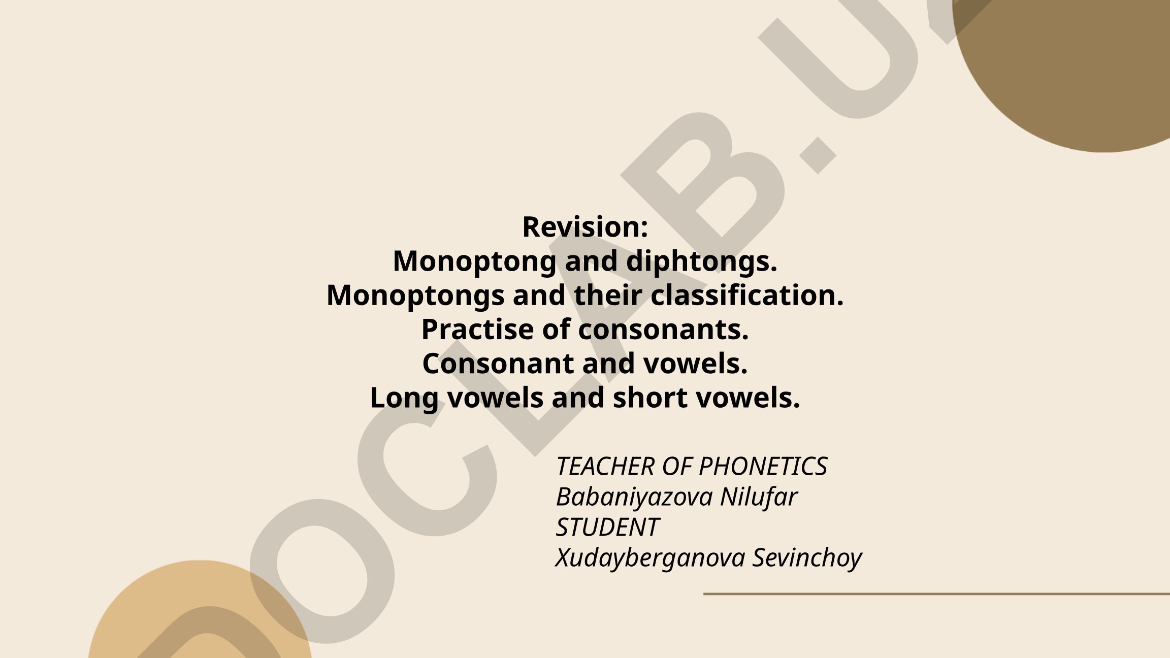 Monophthongs and Diphthongs in English Phonetics