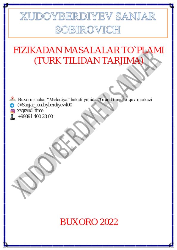 Fizikadan masalalar to'plami (turk tilidan tarjima)