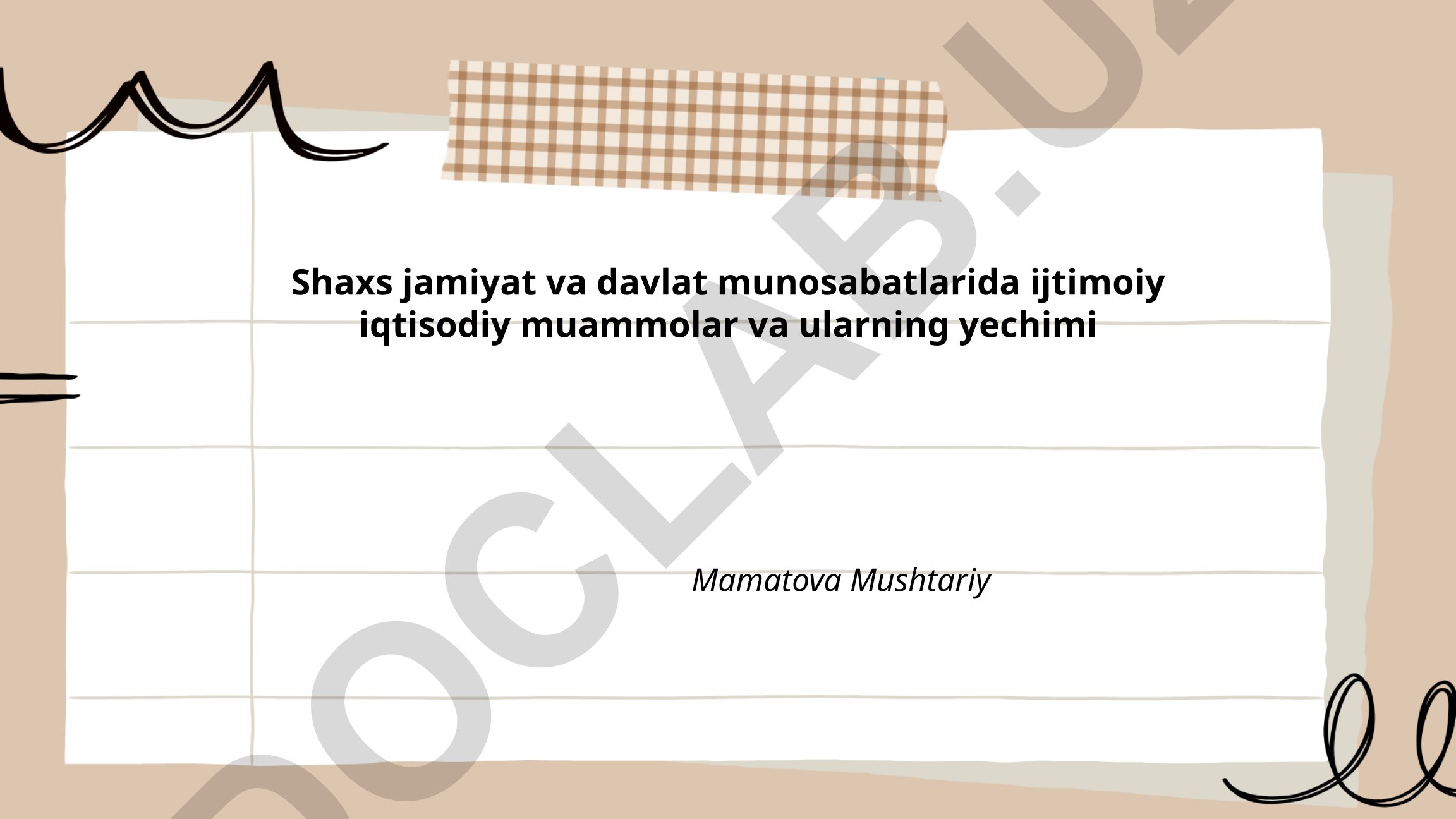 Shaxs, jamiyat va davlat munosabatlarida ijtimoiy-iqtisodiy muammolar va ularning yechimi