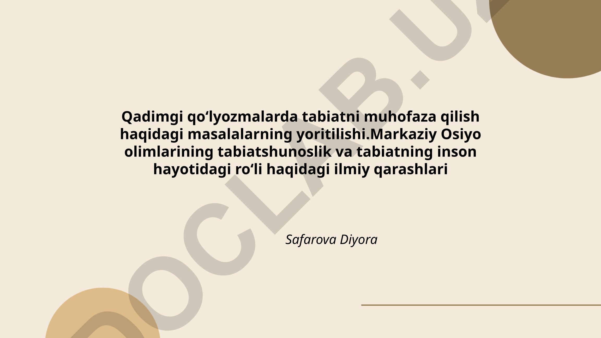 Qadimgi qoʻlyozmalarda tabiatni muhofaza qilish haqidagi masalalarning yoritilishi