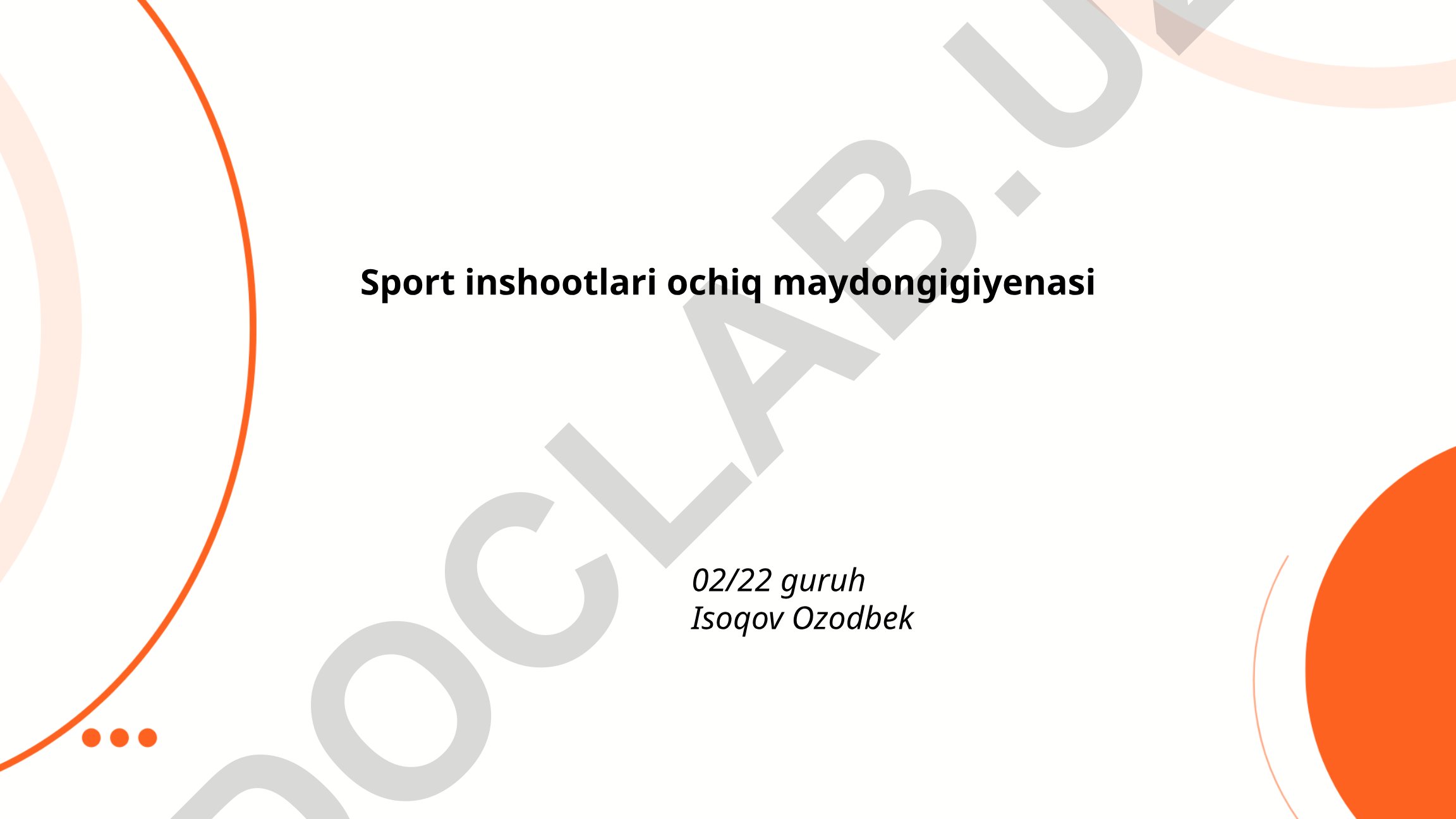 Sport inshootlari ochiq maydonlarida gigiyena va sanitariya talablari