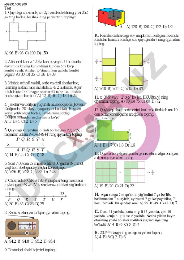 Matematika va mantiq masalalari to'plami