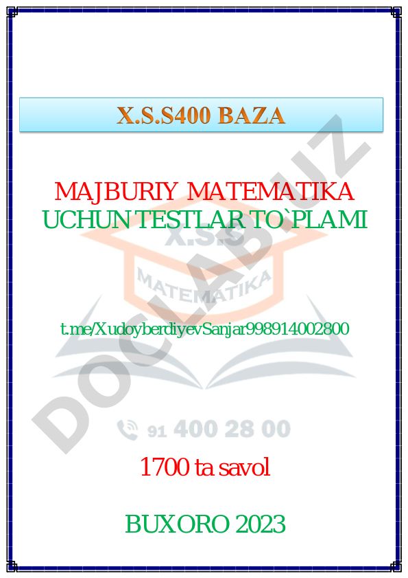 Majburiy matematika testlari to'plami