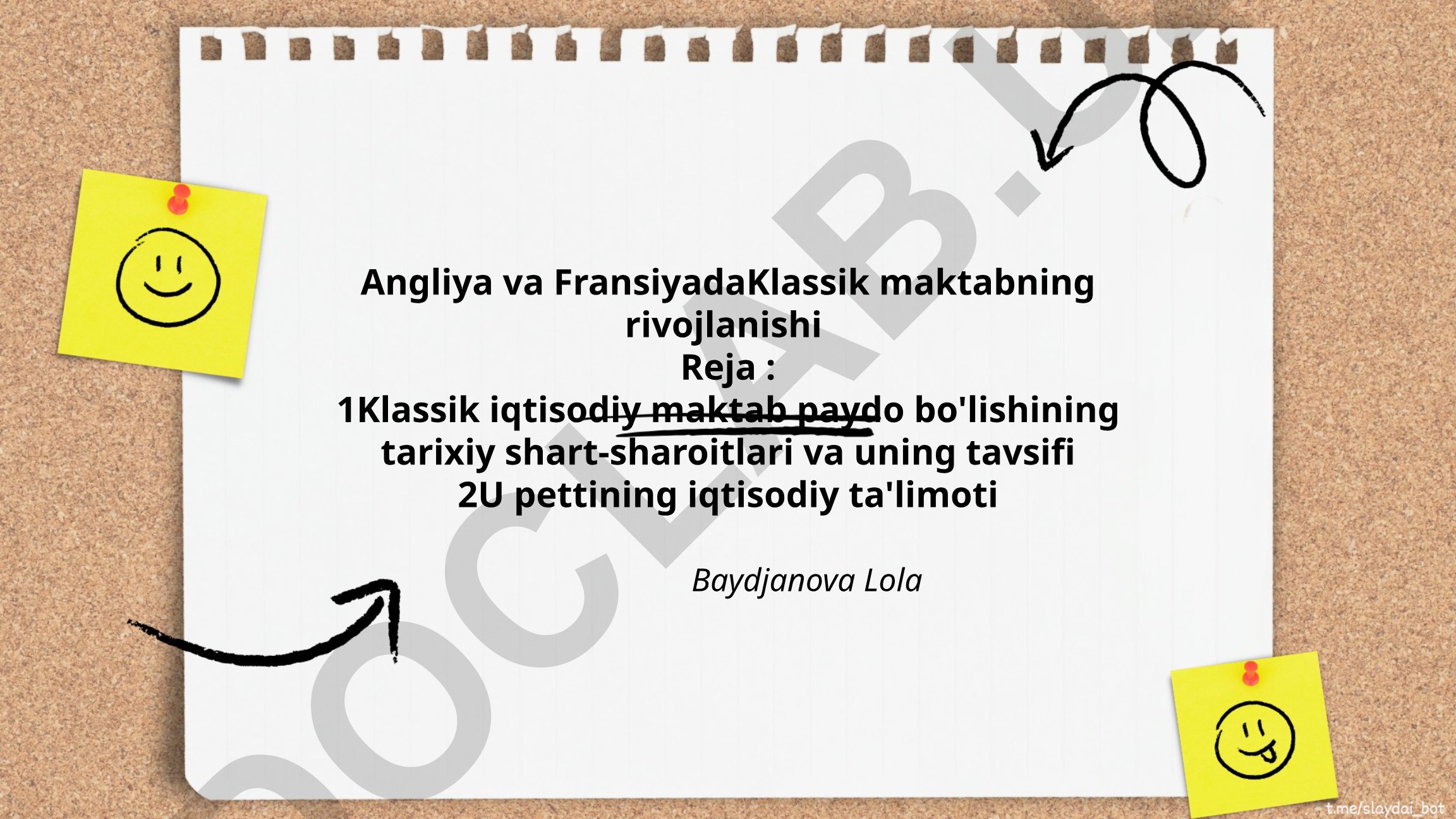 Angliya va Fransiyada klassik iqtisodiy maktabning rivojlanishi