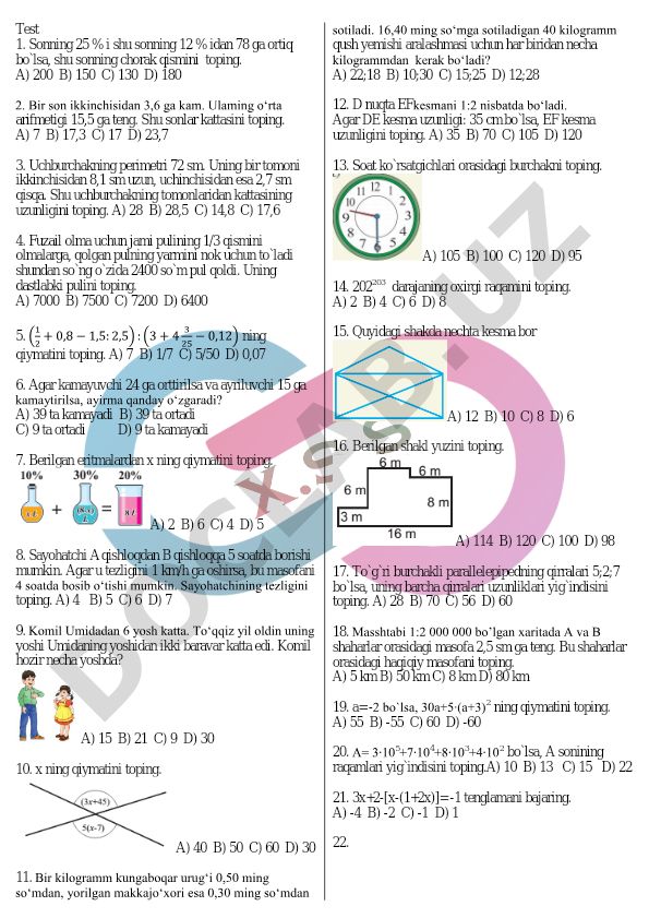 Matematika masalalari to'plami
