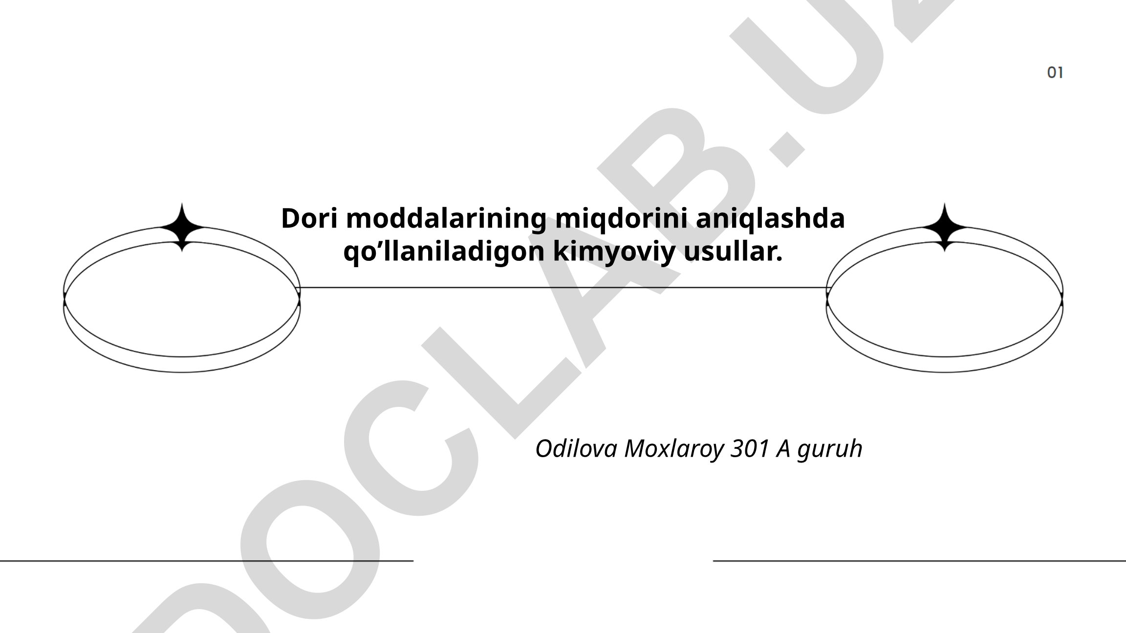 Dori moddalarining miqdorini aniqlashda qo'llaniladigan kimyoviy usullar