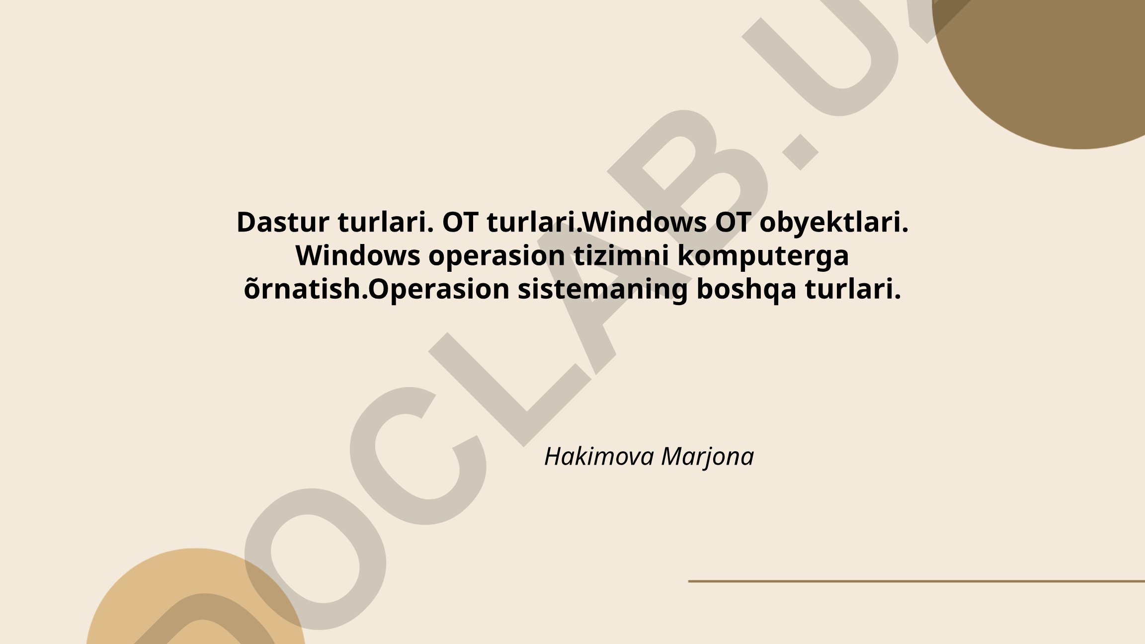 Dastur turlari va operatsion tizimlar