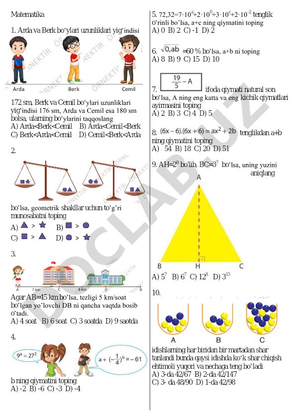 Matematika masalalari to'plami