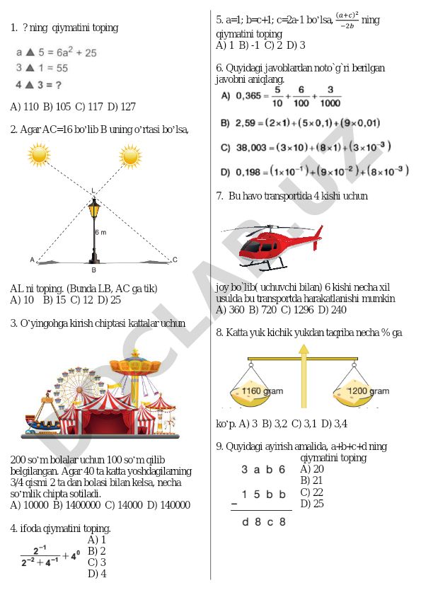 Matematika va mantiq masalalari to'plami
