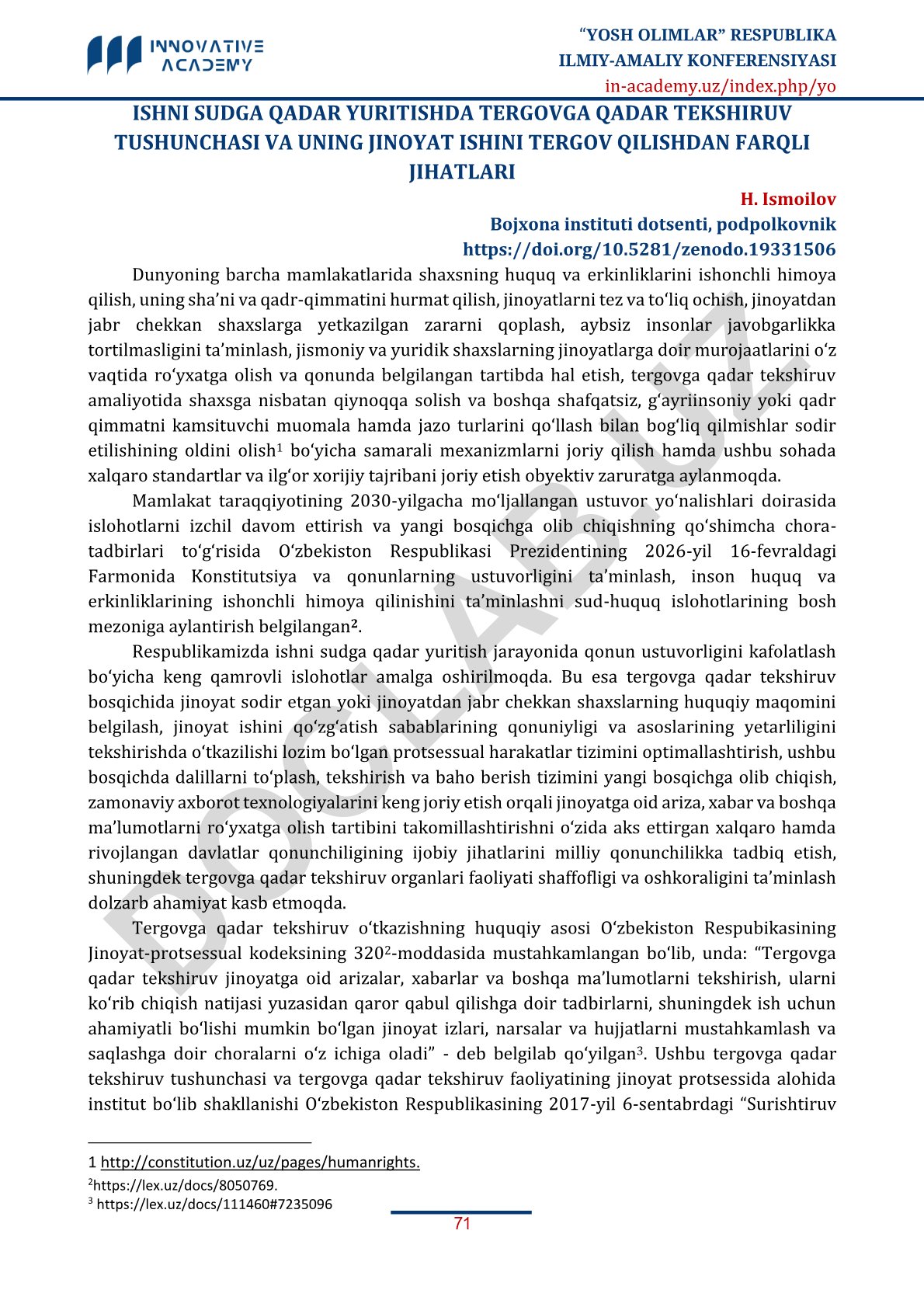 Tergovga qadar tekshiruv tushunchasi va uning jinoyat ishini tergov qilishdan farqli jihatlari