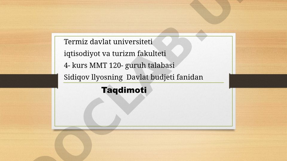 Budjet tuzilishi va budjet tizimi