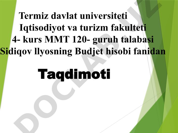Budjet tashkilotlarida tovar moddiy zaxiralar hisobi