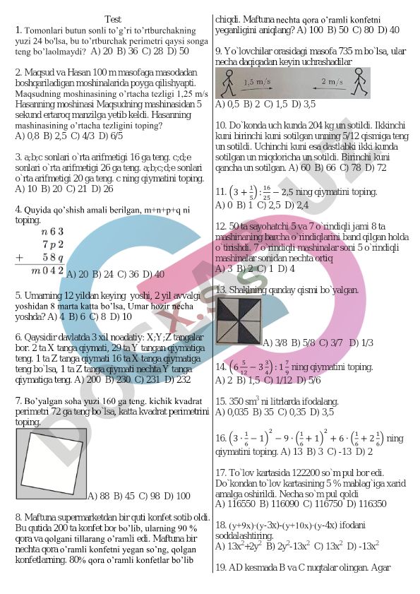 Matematika masalalari to'plami