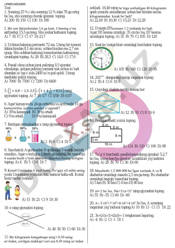Matematika masalalari to'plami