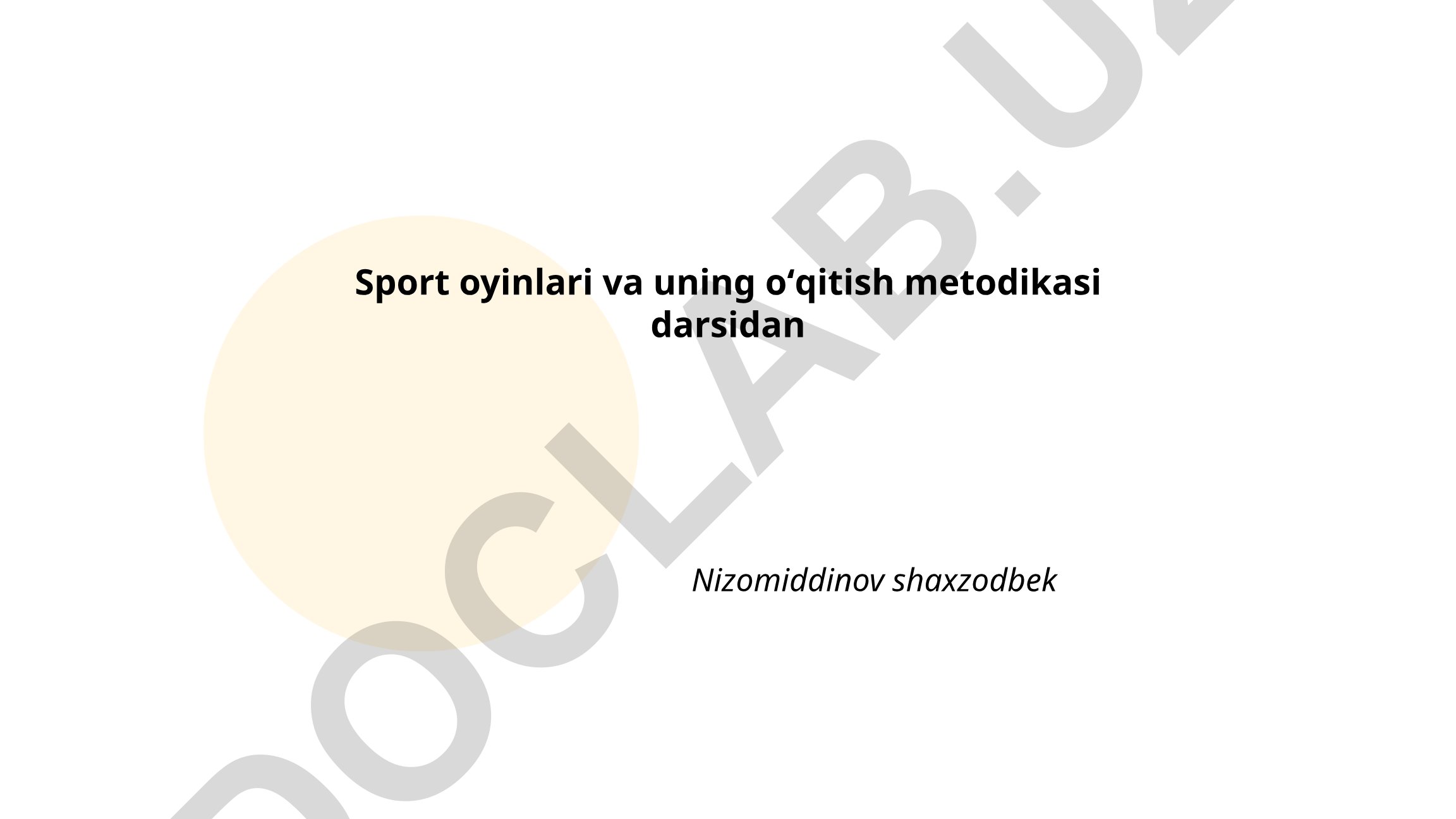 Sport o'yinlari va uning o'qitish metodikasi