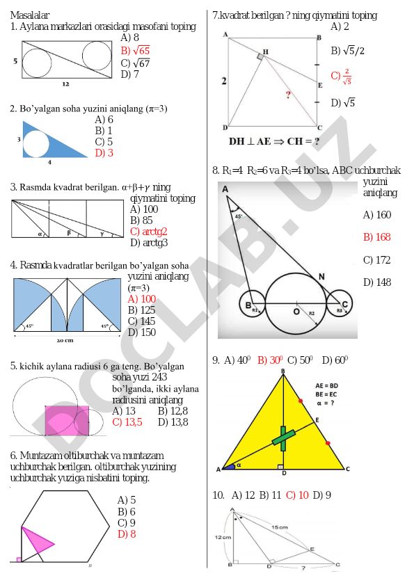 Geometriya masalalari to'plami