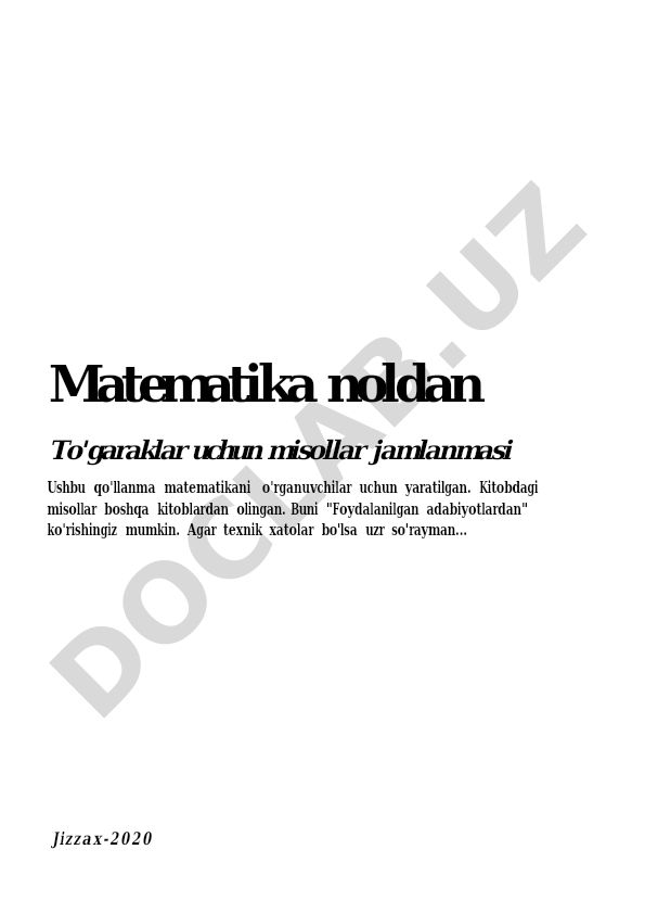Matematika noldan to'garaklar uchun misollar jamlanmasi